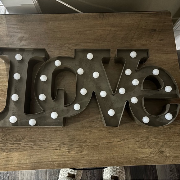 Silver Love Sign with Warm Yellow Lights - Picture 2 of 2